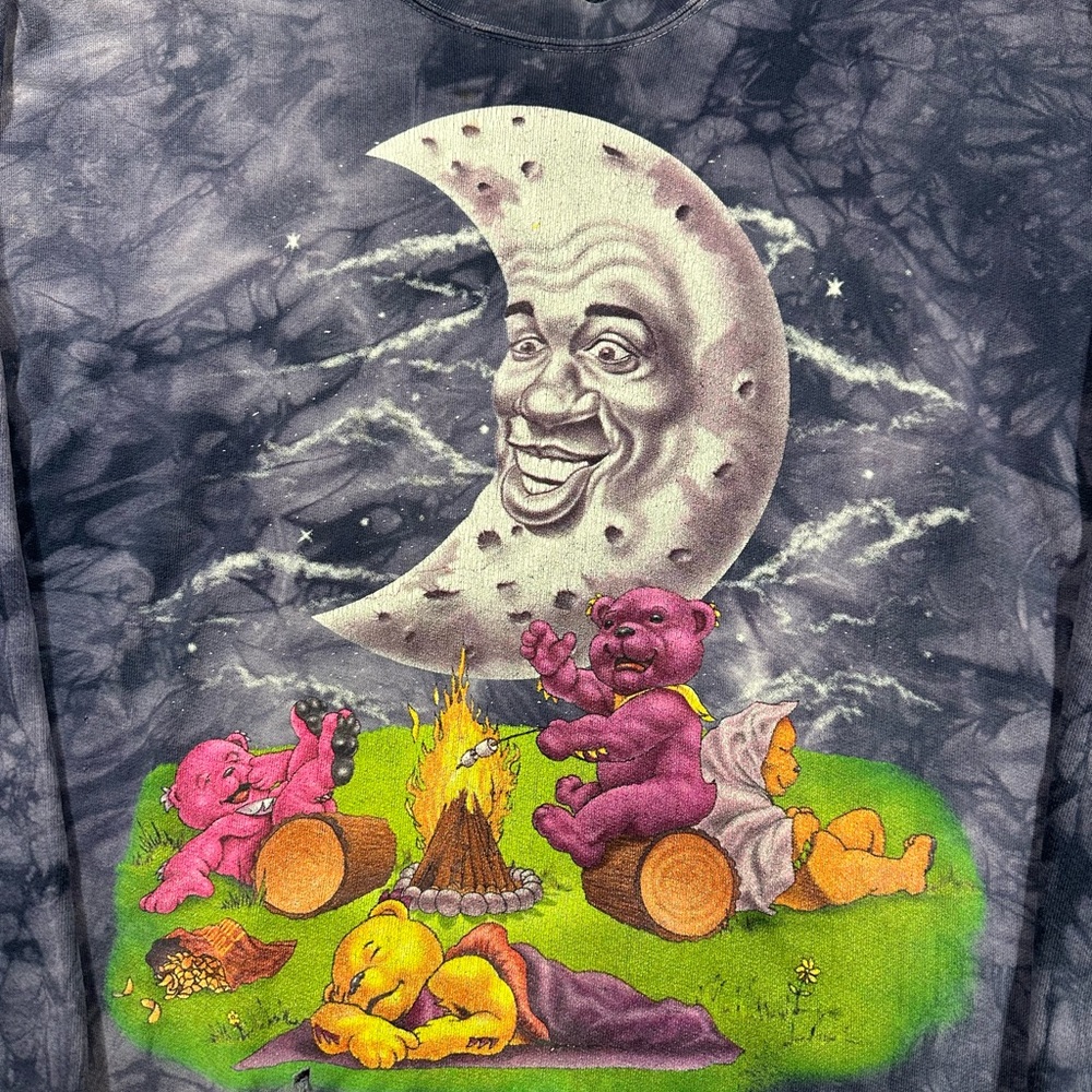Vintage 90s The Mountain Grateful Dead Moon Bears Band Tye Die Sweatshirt XL USA - Picture 3 of 16